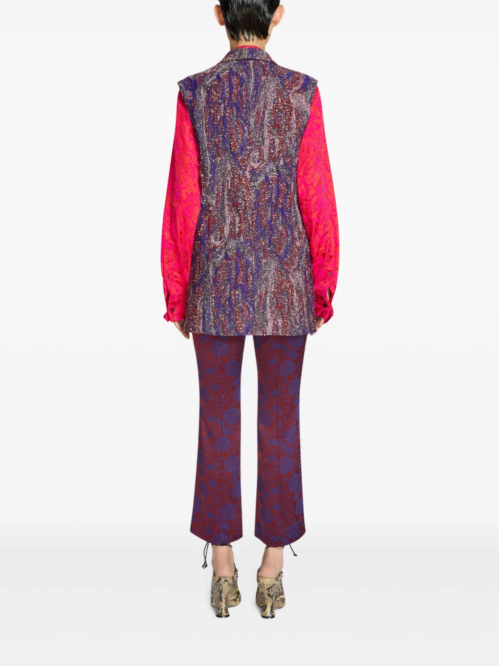 DRIES VAN NOTEN Blazer met jacquard Rood