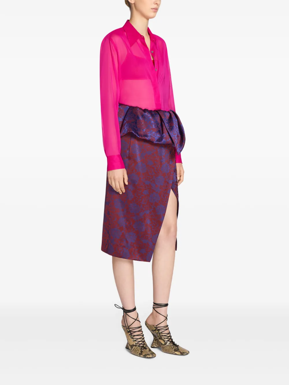 DRIES VAN NOTEN Getailleerde zijden blouse Roze