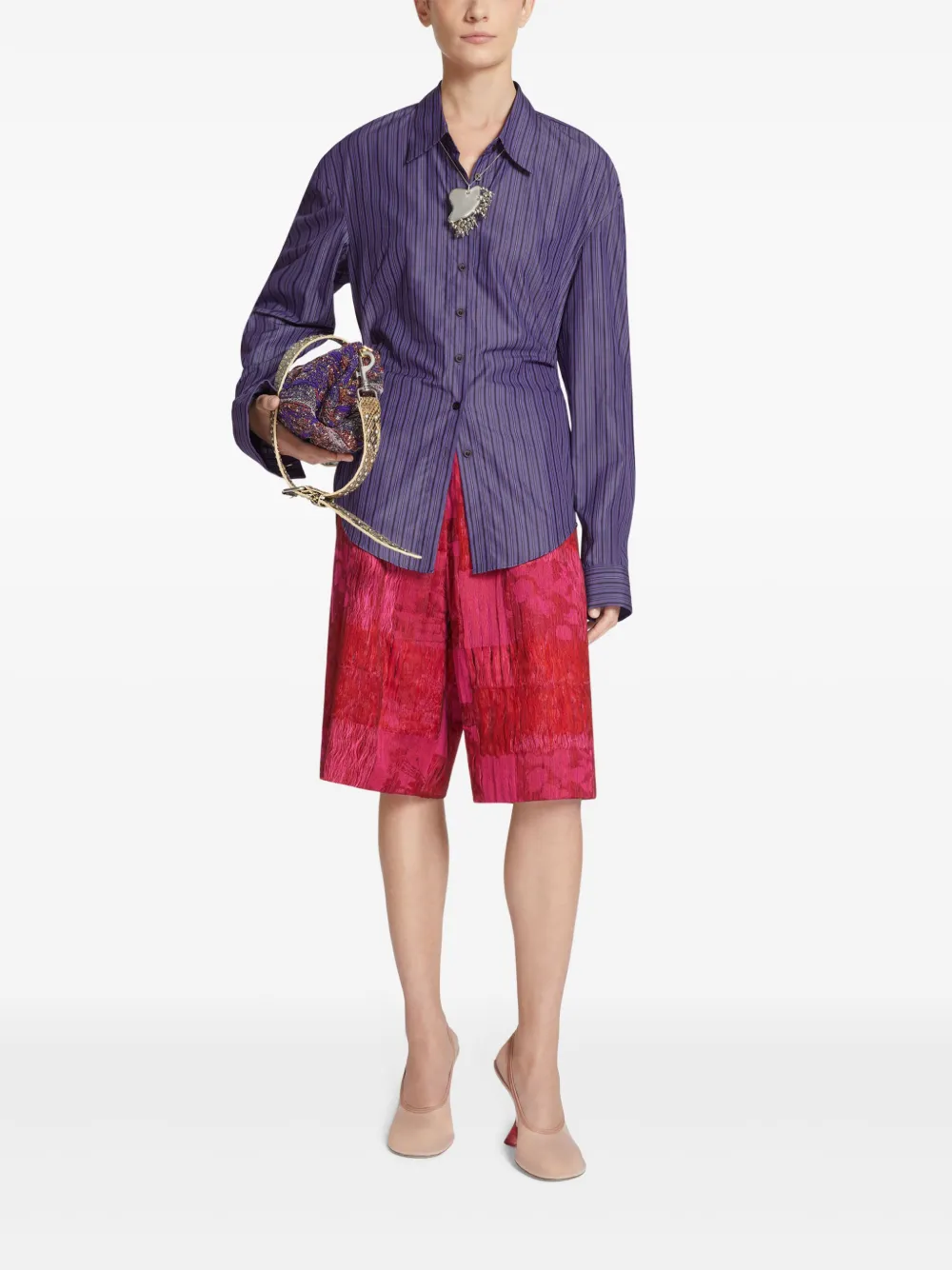 DRIES VAN NOTEN Getailleerde blouse met ceintuur - Paars