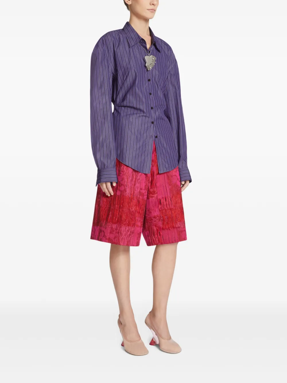 DRIES VAN NOTEN Getailleerde blouse met ceintuur Paars