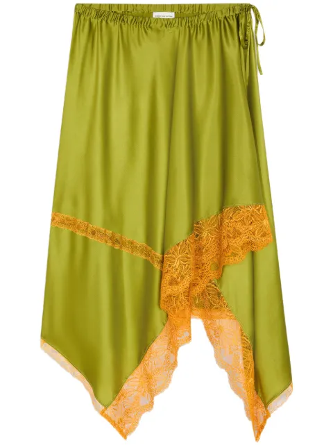 DRIES VAN NOTEN asymmetrical silk midi skirt