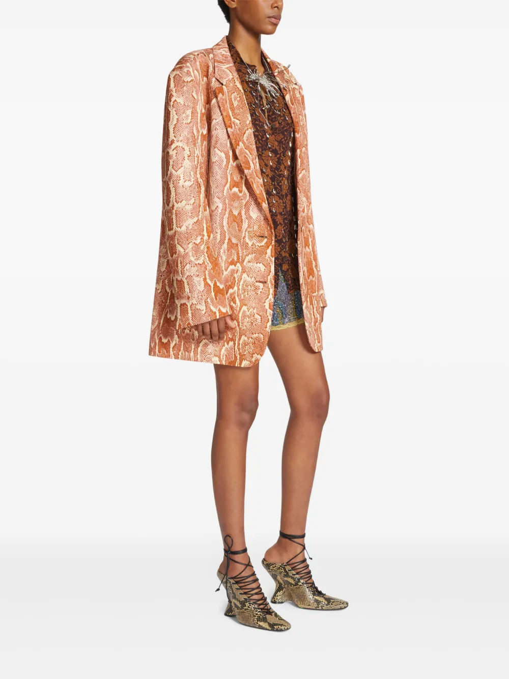 DRIES VAN NOTEN Blazer met luipaardjacquard Oranje