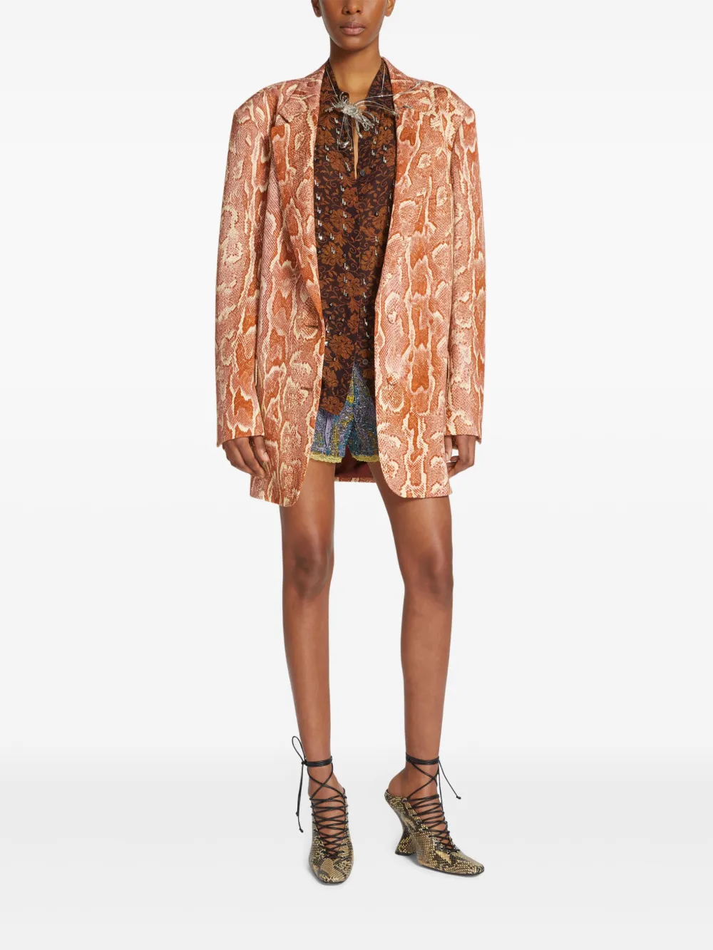 DRIES VAN NOTEN Blazer met luipaardjacquard Oranje