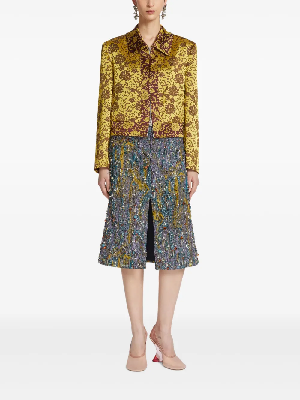 DRIES VAN NOTEN Mini-rok met jacquard - Geel