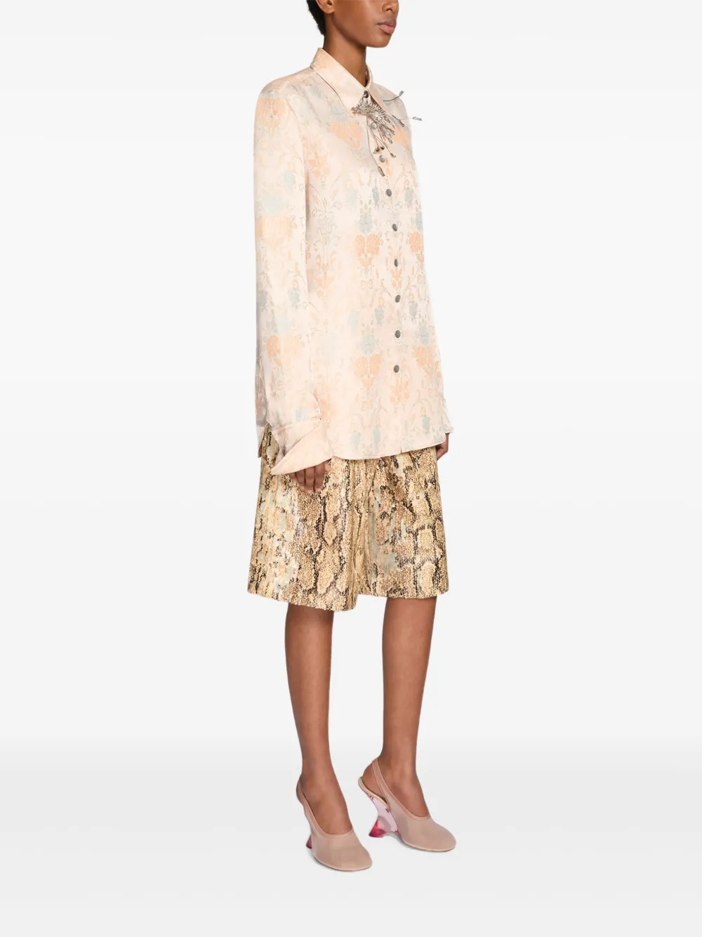 Shop Dries Van Noten Jacquard Shirt In Neutrals