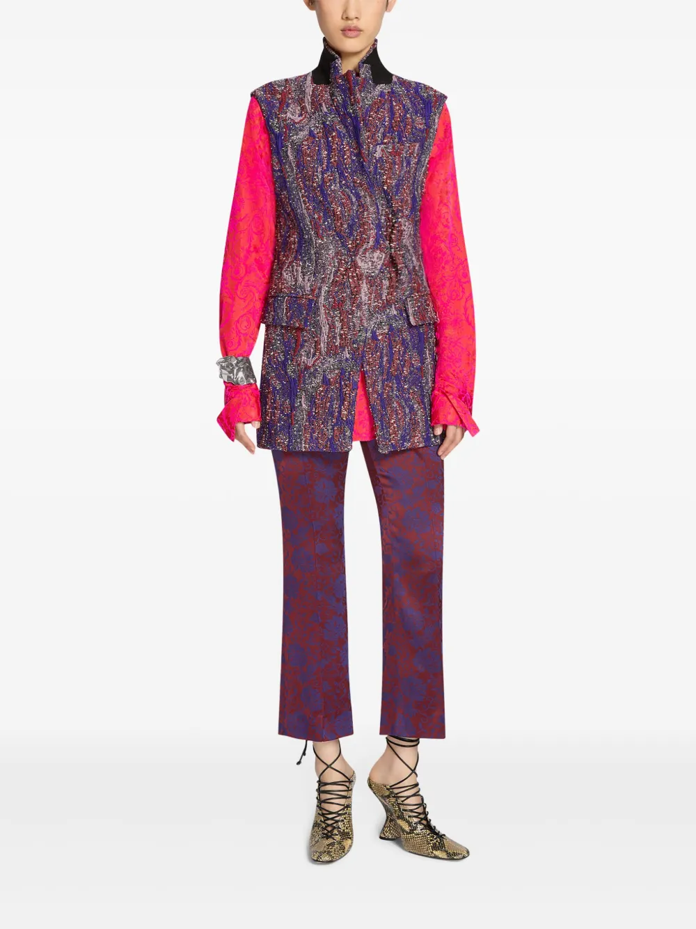 DRIES VAN NOTEN Broek met bloemen-jacquard - Rood