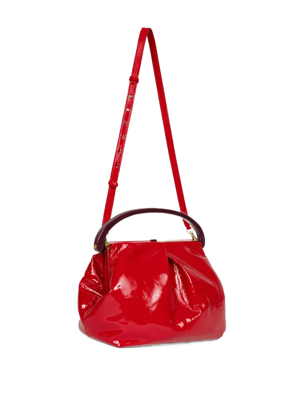 Shop Dries Van Noten Folded Leather Cross Body Bag In Red