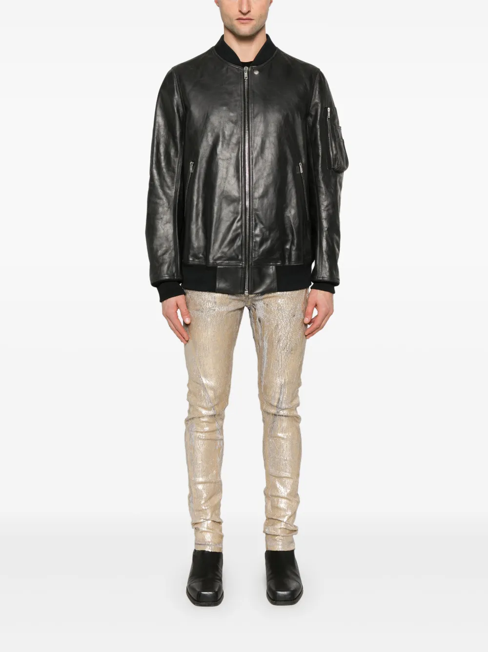 Rick Owens Leren jack - Zwart