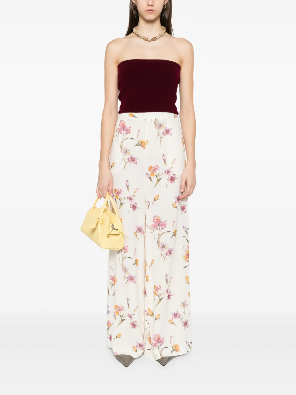 TWINSET Broek met bloemenprint - Beige