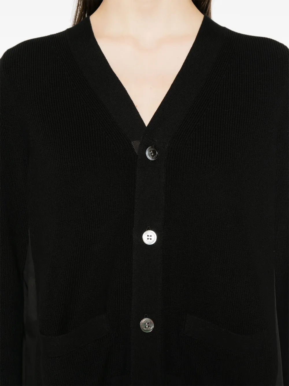Sacai Contrast-panel Cardigan In Black