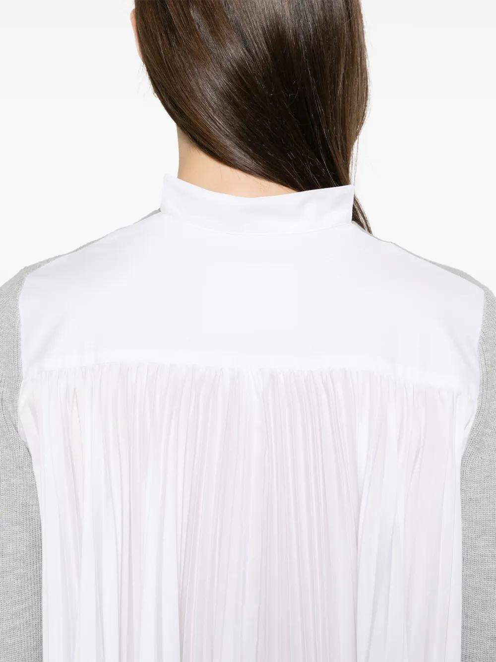 Sacai Pleat-detailed Cardigan In Grey
