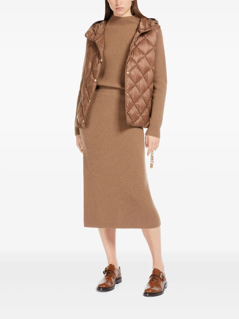 Max Mara Trefa quilted gilet - Bruin