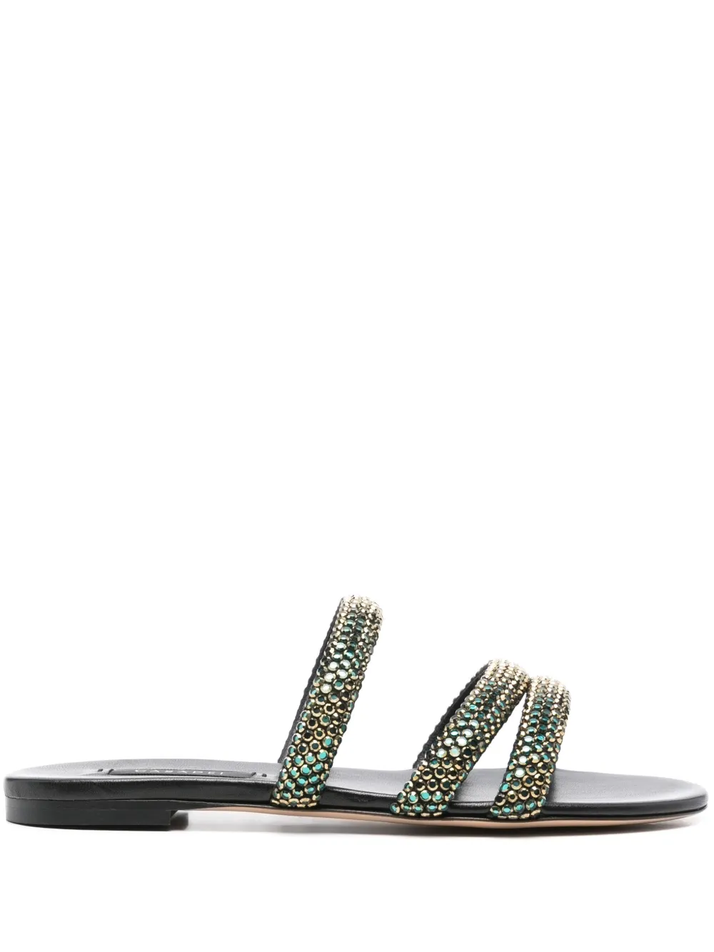 Casadei crystal-straps slides Black