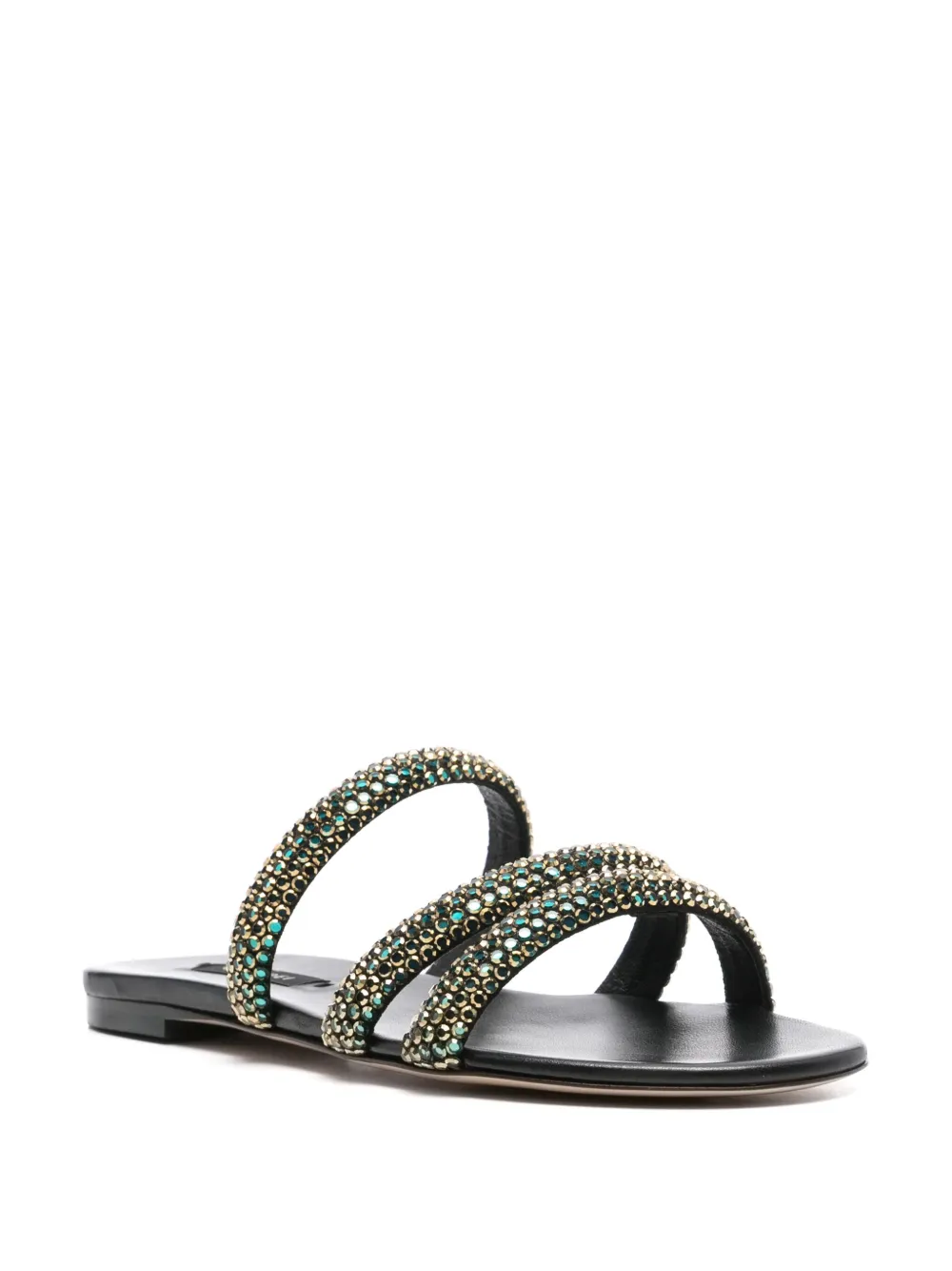 Casadei crystal-straps slides - Zwart