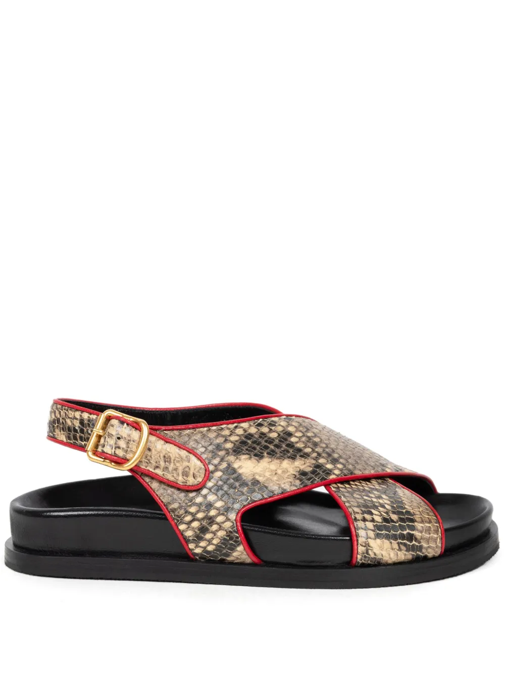 DRIES VAN NOTEN snake-print sandals Brown