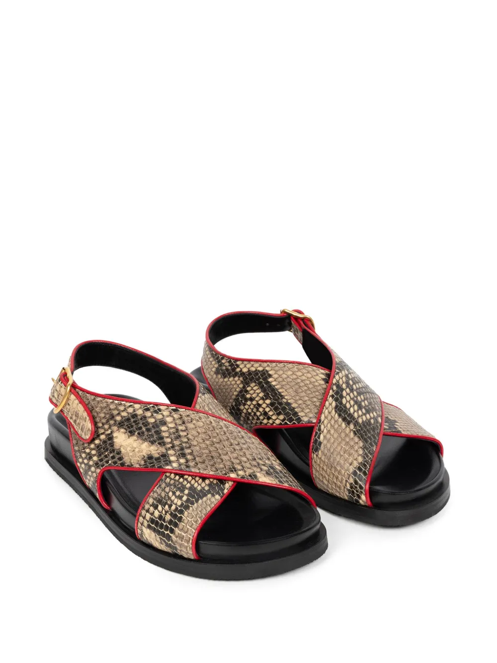 DRIES VAN NOTEN snake-print sandals Brown