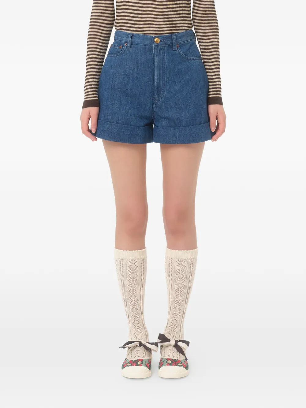  Valentino Garavani Lightweight Denim Shorts - Blue 