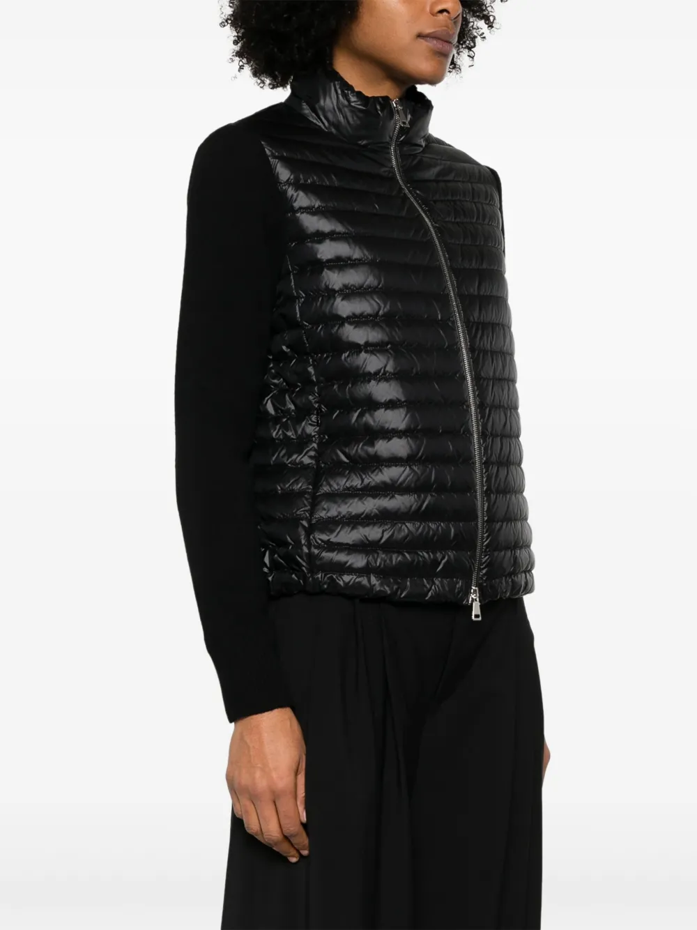 Moncler Jack met gebreide mouwen Zwart