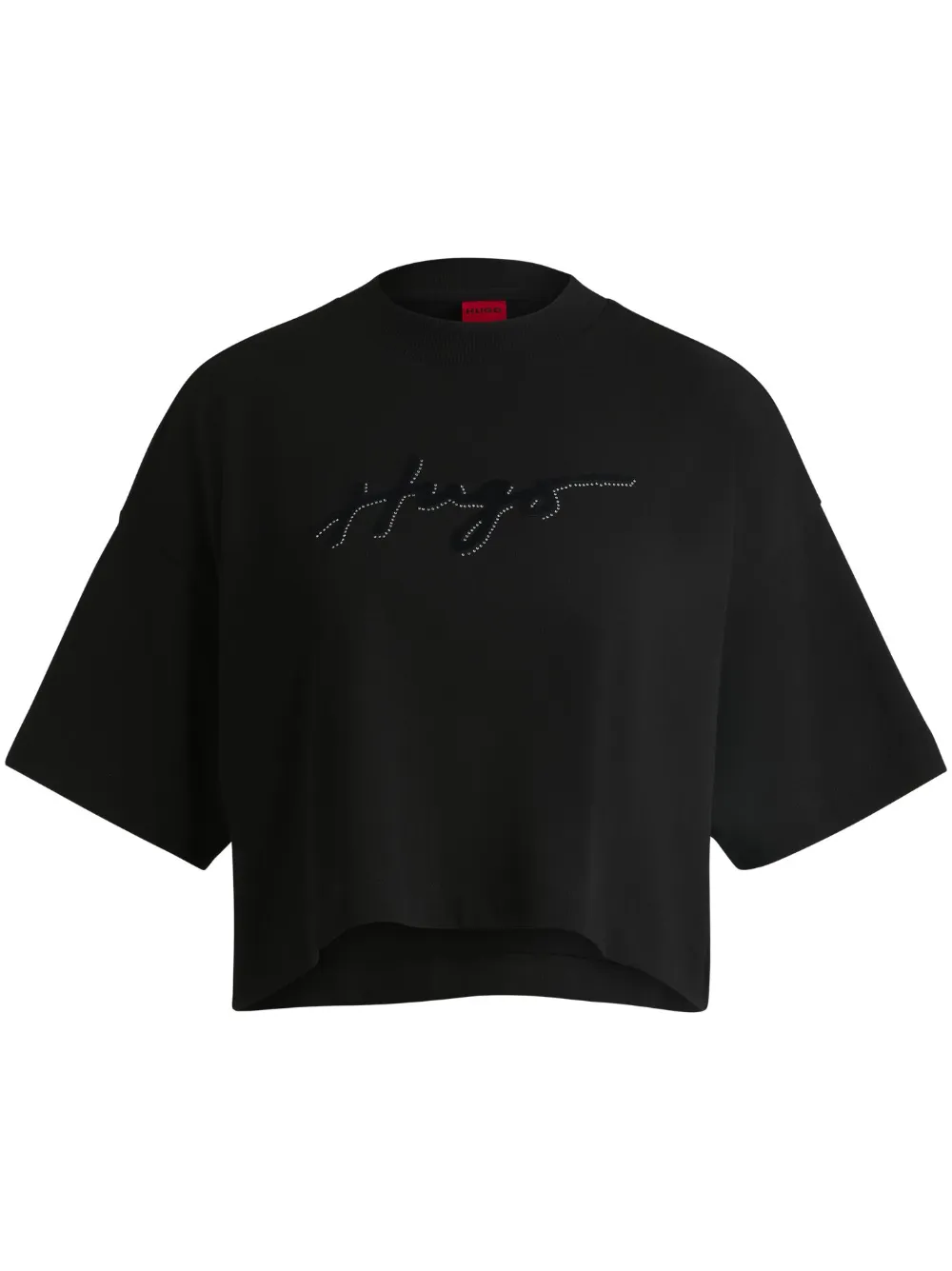 HUGO Camiseta com logo flocado | Preto | Image 1