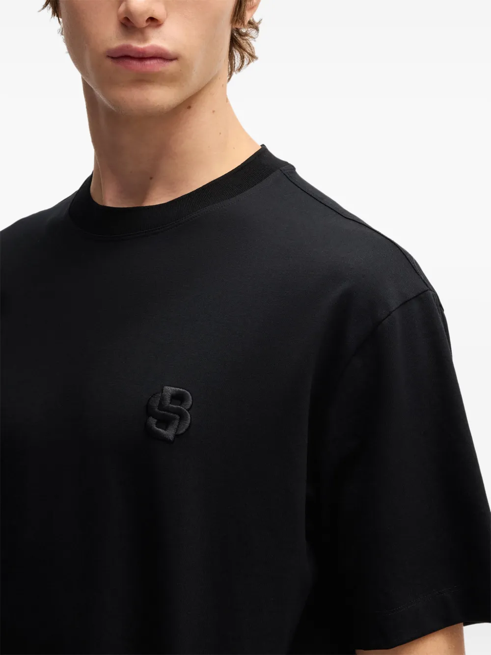 Shop Hugo Boss Double B Monogram T-shirt In Black
