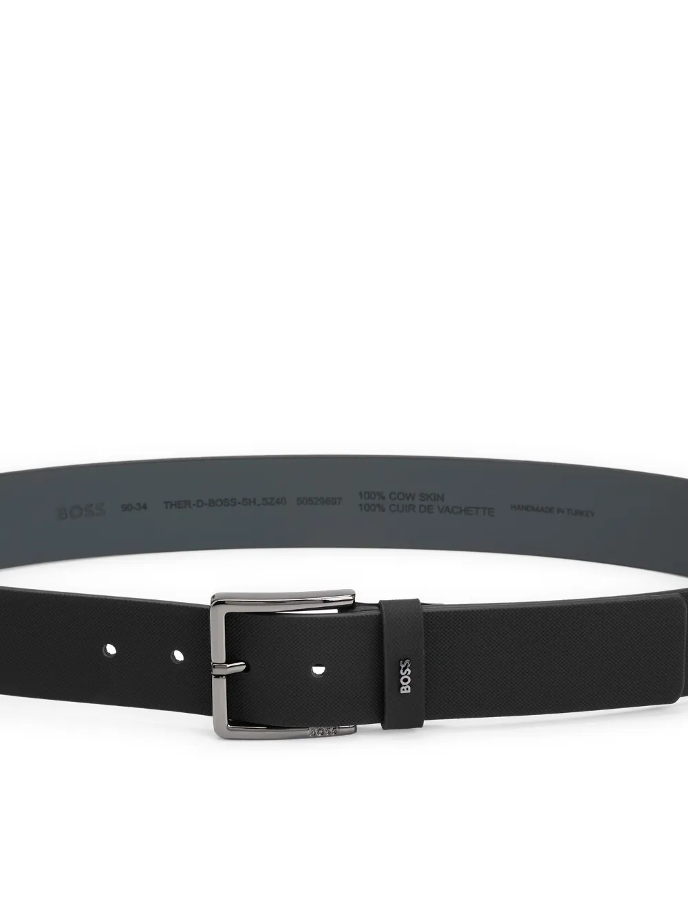 Hugo Boss Logo-lettering Leather Belt In Black