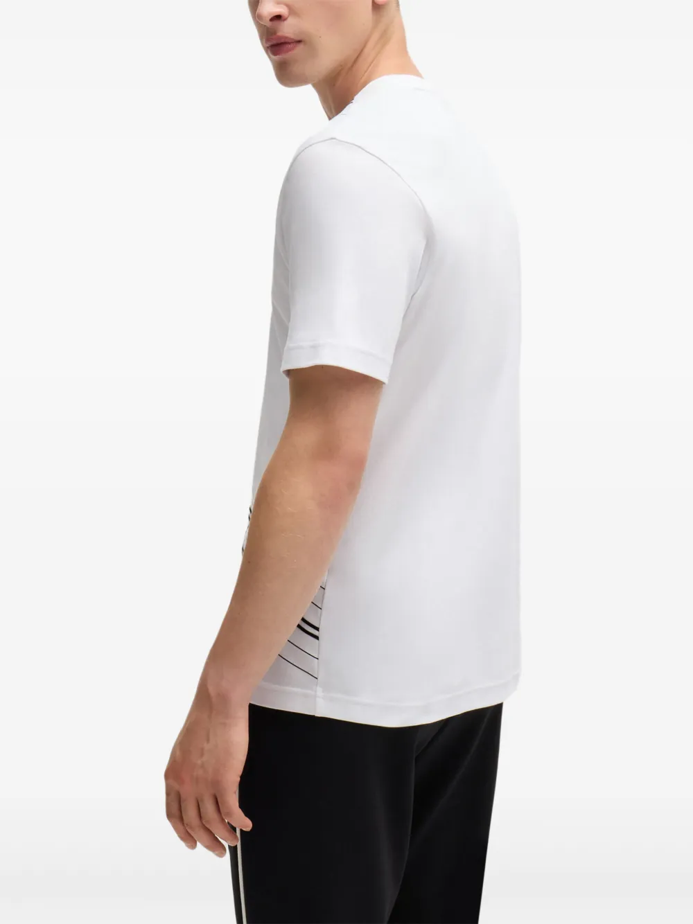 Shop Hugo Boss Fineline Artwork T-shirt In 白色