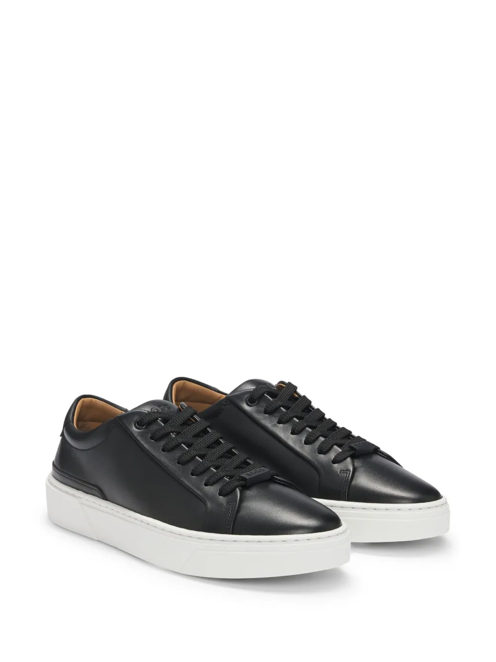 BOSS leather sneakers - Zwart