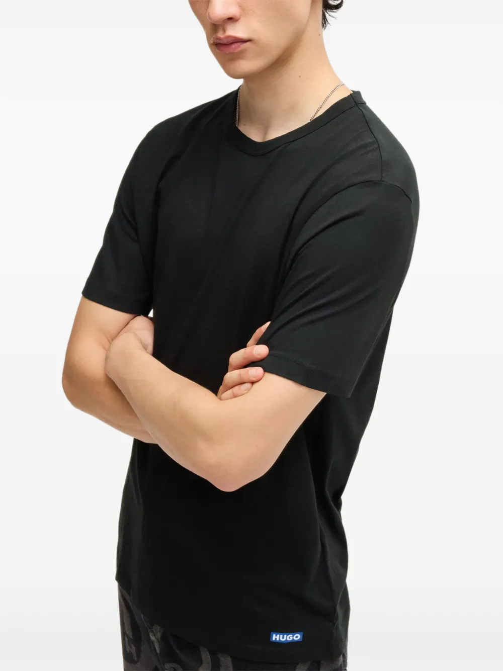 HUGO Drie katoenen T-shirt Zwart