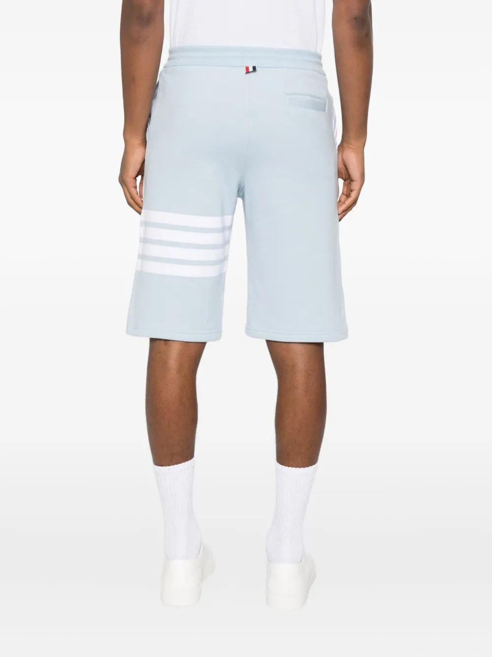 Thom Browne stripe-detail cotton track shorts Blauw