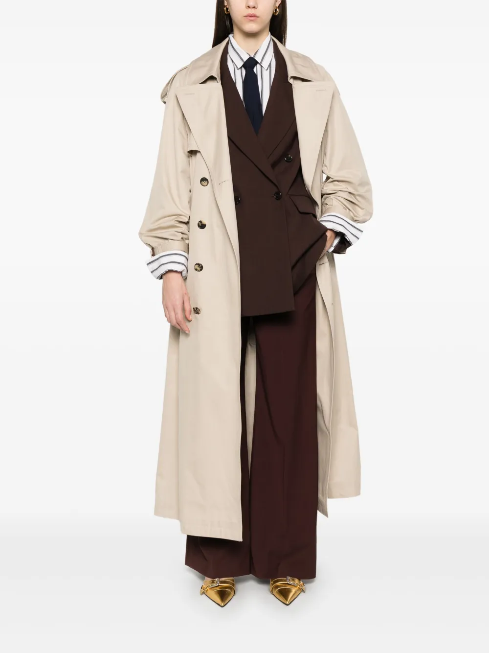 Saint Laurent Trenchcoat met verborgen sluiting - Beige