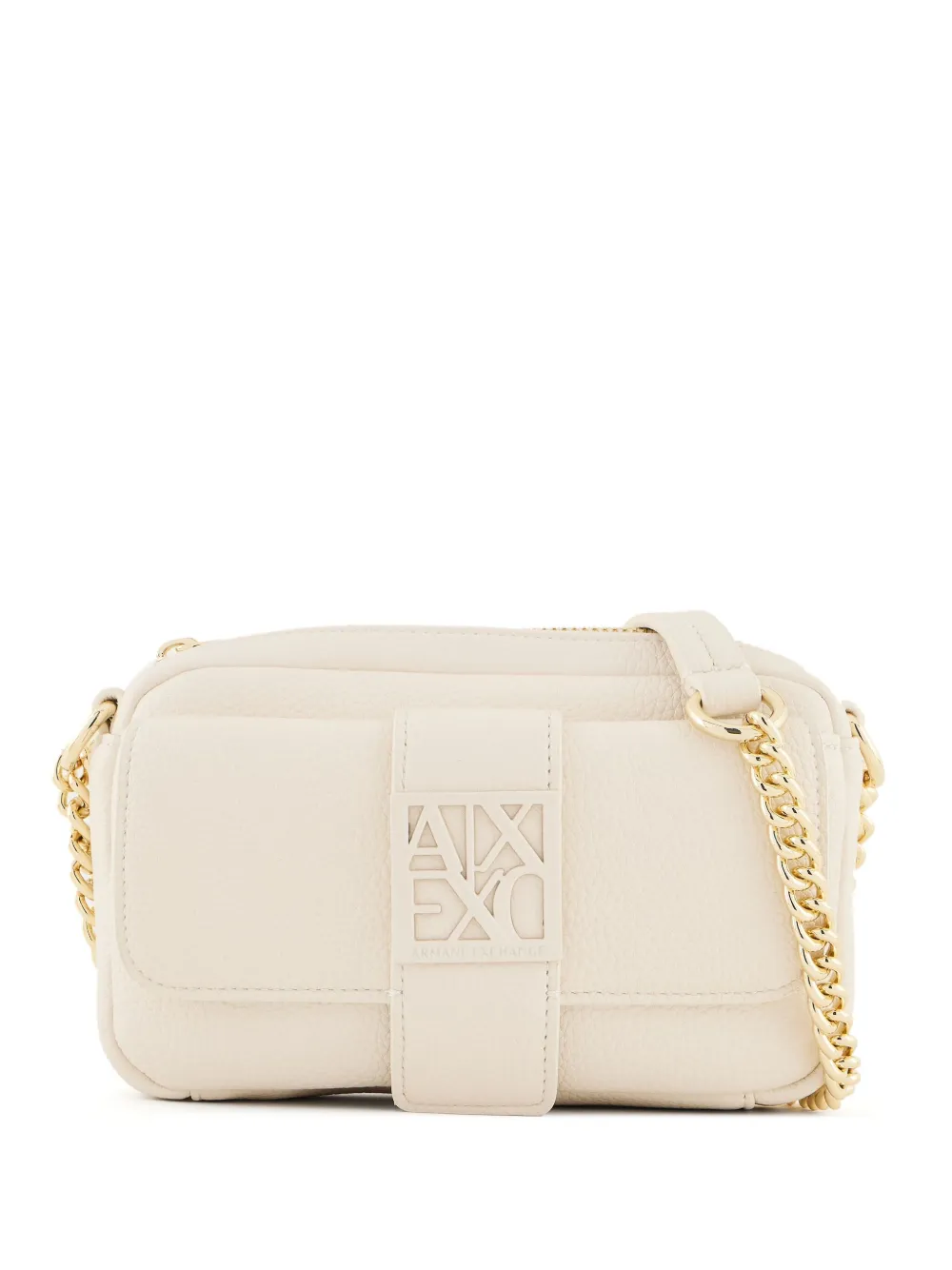 Armani Exchange ロゴプレート ショルダーバッグ - ホワイト Armani Exchange ロゴプレート ショルダーバッグ - ホワイト