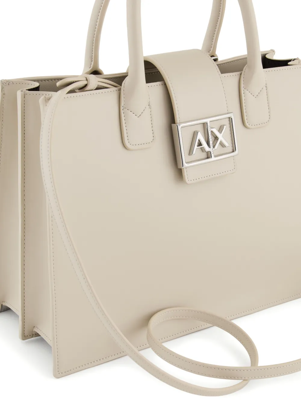 Armani Exchange Shopper met logoplakkaat Beige