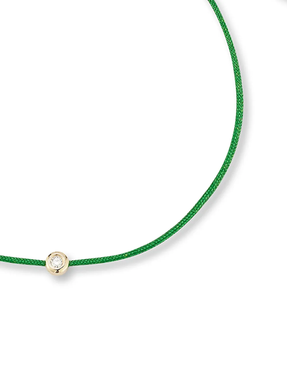 Mateo 14kt geelgouden Dot armband met diamant - Groen