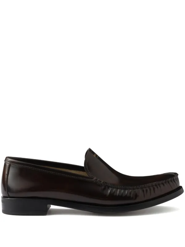 Prada レザーローファー | ブラウン | FARFETCH JP