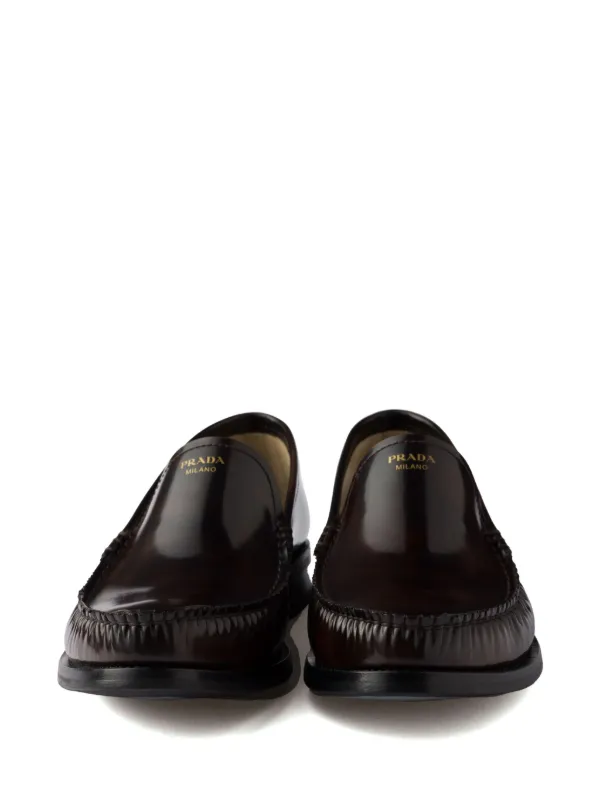 PRADA ブラウンレザー ローファー Prada レザーローファー | ブラウン | FARFETCH JP