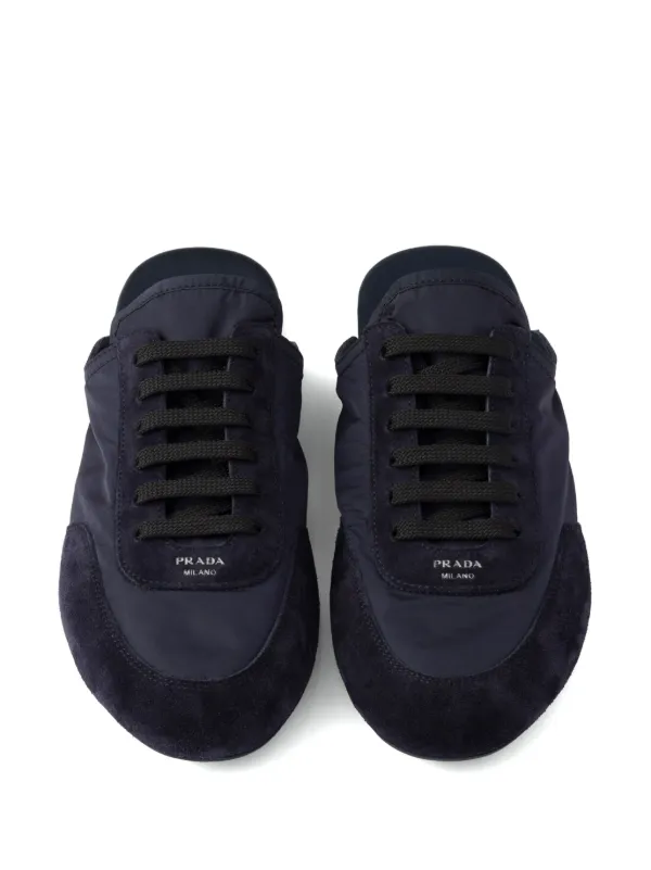Prada Collapse Re-Nylon Suede Sneakers | Blue | FARFETCH
