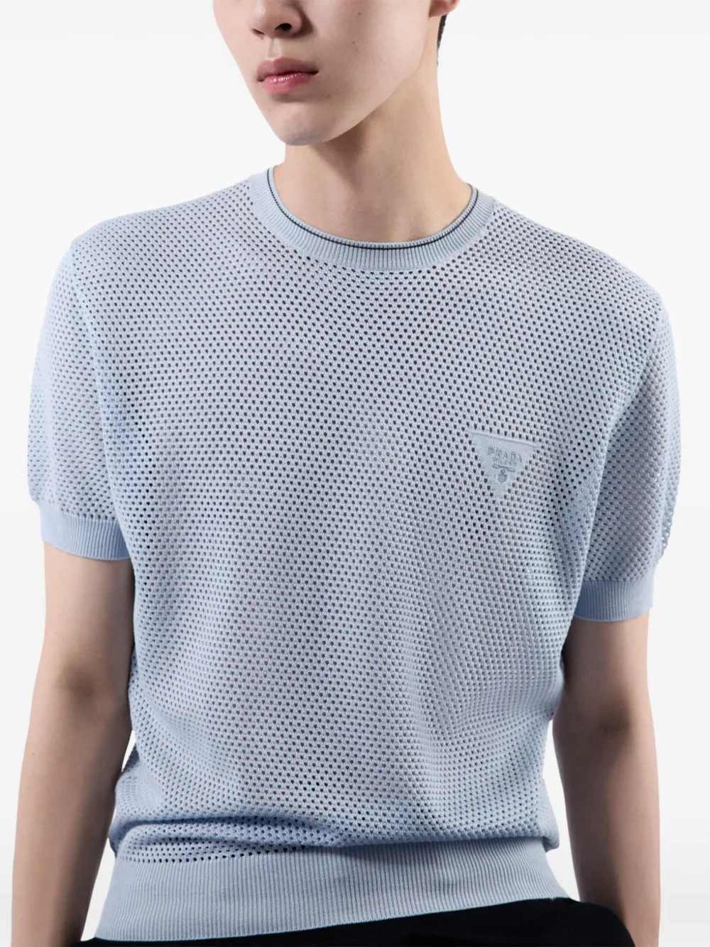 Prada T-shirt met geperforeerd design Blauw