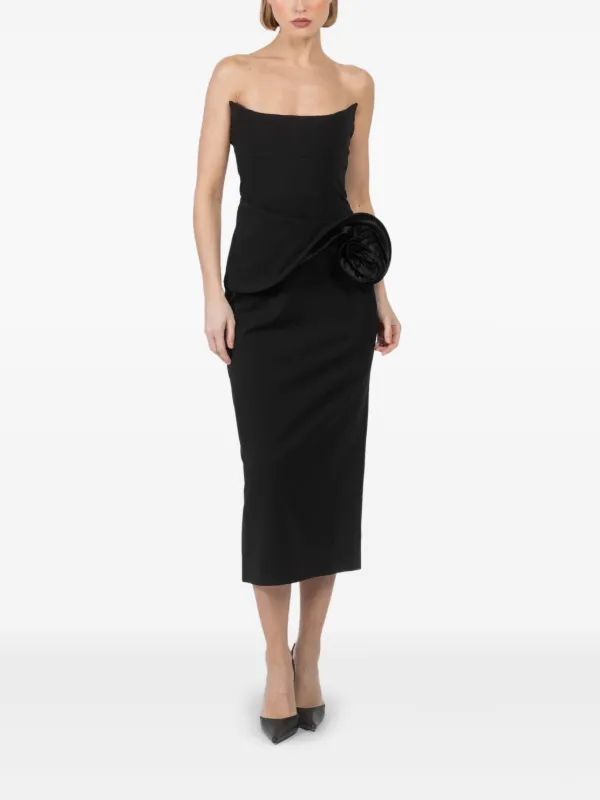 Floral-appliqué bustier dress in black - Magda Butrym