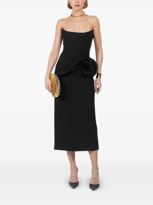 Magda Butrym floral-appliqué Bustier Midi Dress | Black