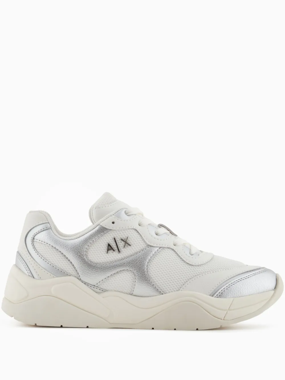 Armani Exchange metallic-finish sneakers White