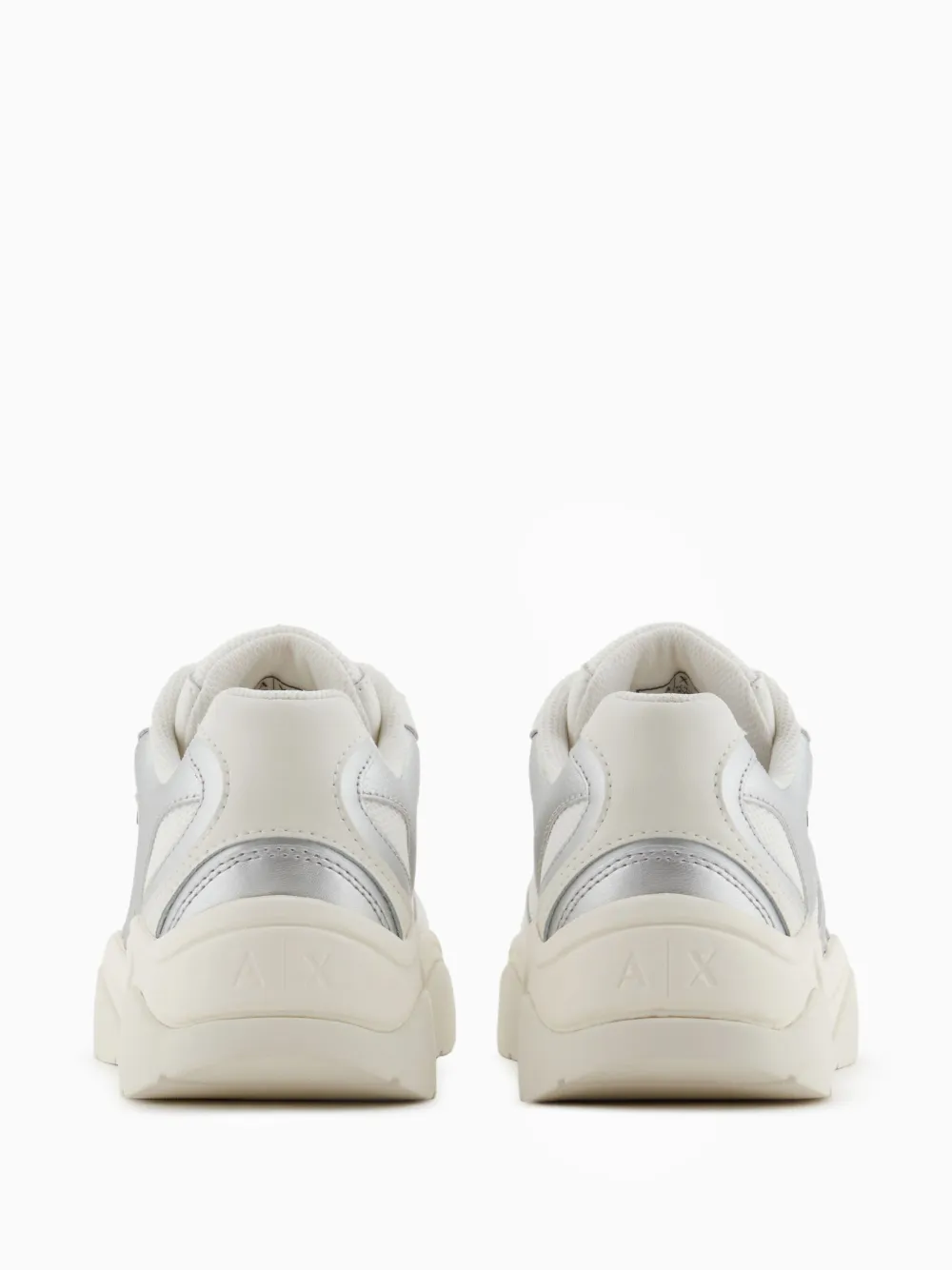 Armani Exchange metallic-finish sneakers White
