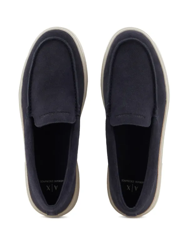 Armani Exchange Mocassins En Cuir Bleu FARFETCH TN