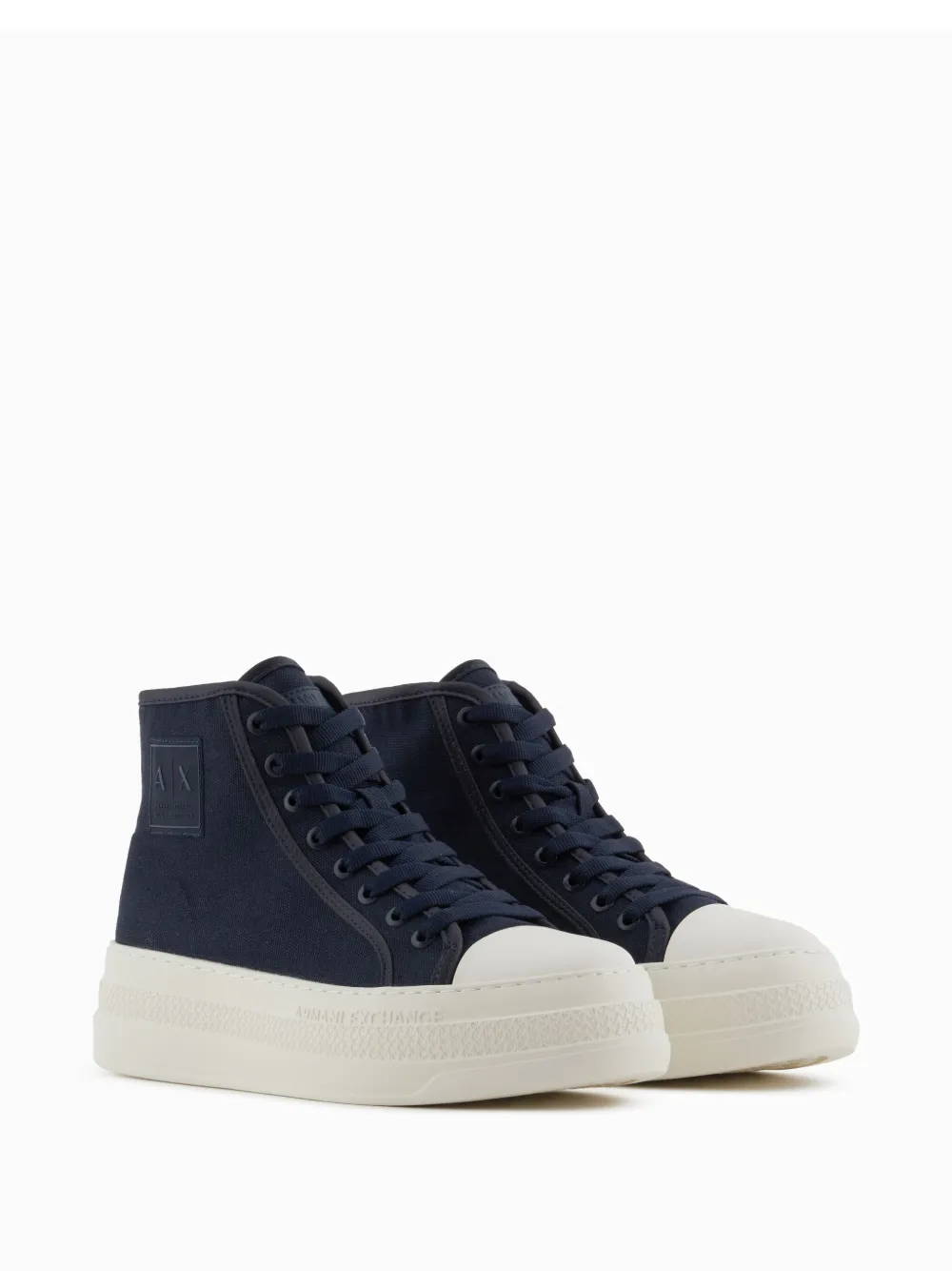Armani Exchange Enkelhoge sneakers met plateauzool - Blauw