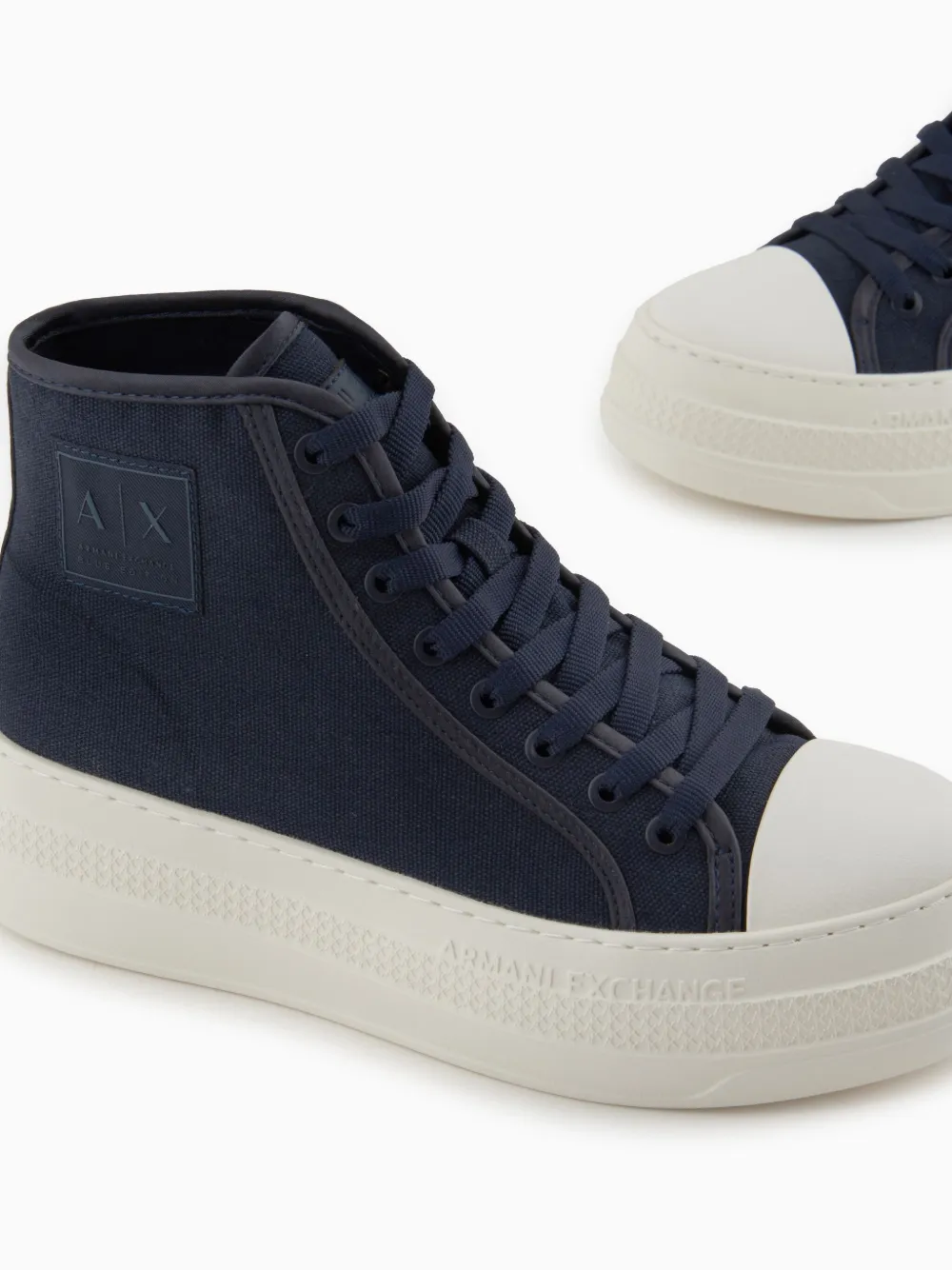 Armani Exchange platform-sole ankle-length sneakers Blue