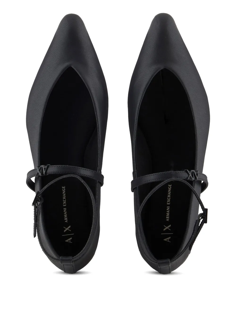 Armani Exchange pointed-toe ballerina shoes Black