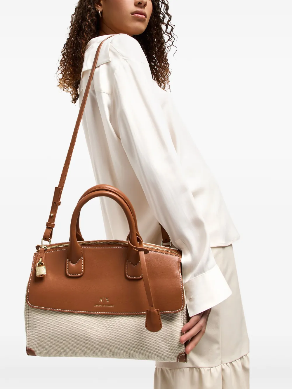 Armani Exchange Shopper met logoprint - Beige
