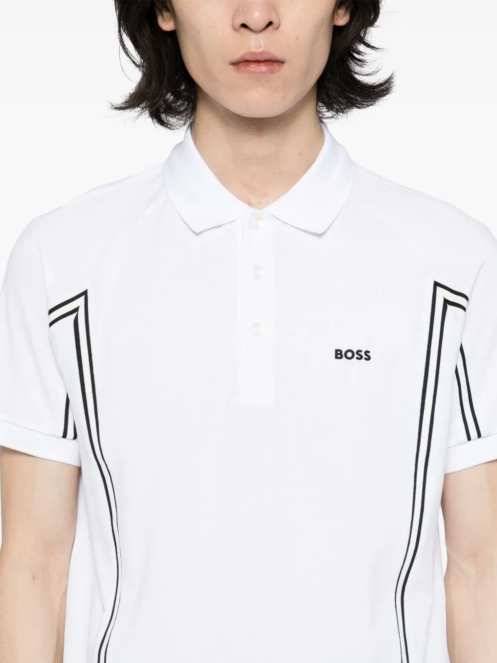 BOSS Paddy poloshirt met band Wit