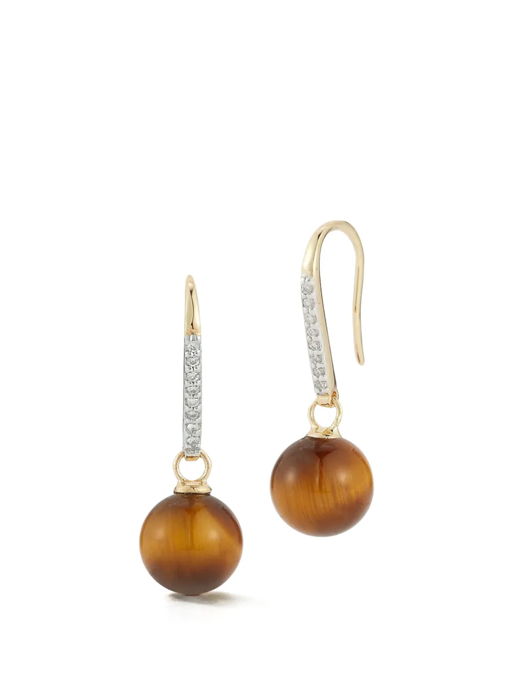 Mateo Orecchini Tiger Eye in oro giallo 14kt con diamanti