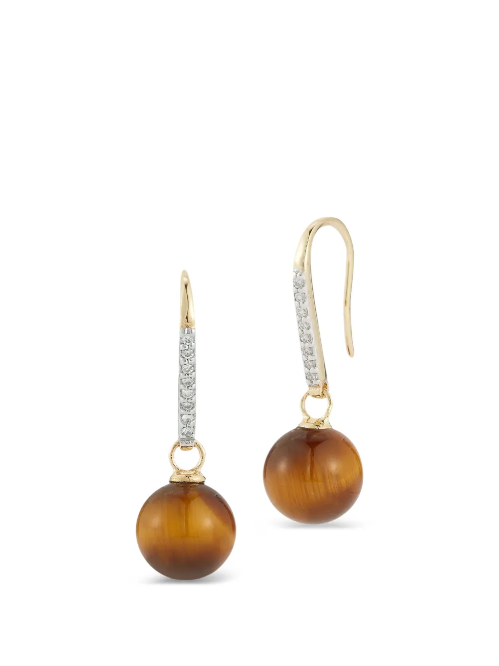 Mateo Orecchini Tiger Eye in oro giallo 14kt con diamanti