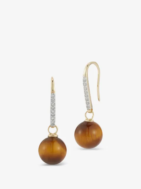 Mateo Single tiger-eye and diamond drop earrings